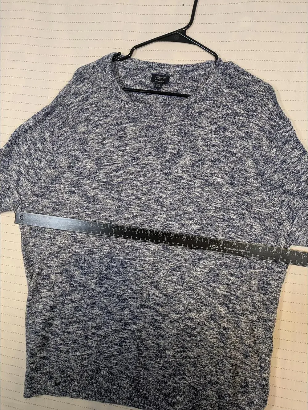 J.Crew Crewneck Knit Sweater Heathered Blue Casual Cotton Pullover Mens XL